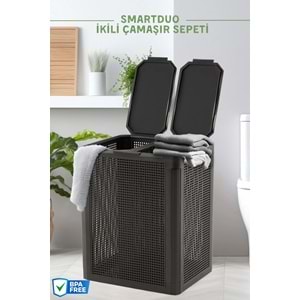 Nandy Home SmartDuo İki Bölmeli Çamaşır Sepeti 84Lt.