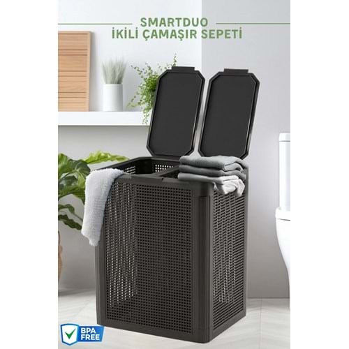 Nandy Home SmartDuo İki Bölmeli Çamaşır Sepeti 84Lt.