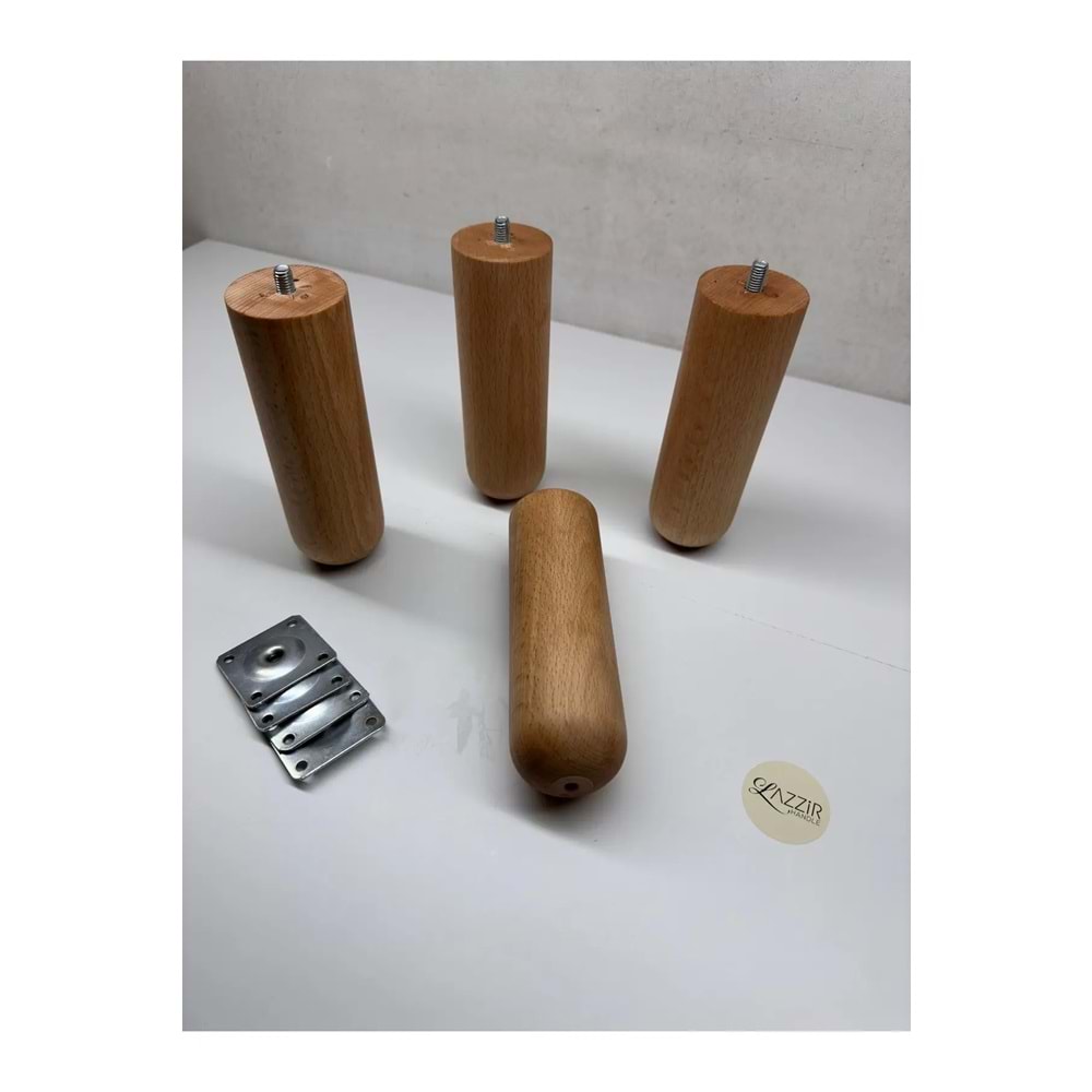 lazzir handle Ahşap Yuvarlak Ayak 5 Cm Çap 16 Cm Yükseklik -4 Lü Ayak Set Montaj Aparat Dahil