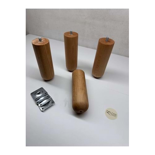 lazzir handle Ahşap Yuvarlak Ayak 5 Cm Çap 16 Cm Yükseklik -4 Lü Ayak Set Montaj Aparat Dahil