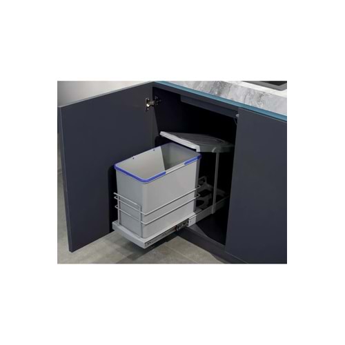 Pyramith P9156 TELESKOPİK RAYLI ÇÖP KOVASI 24LT GRİ