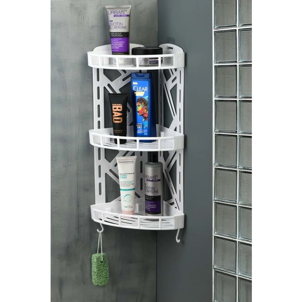 NEKA HOME 3 Katlı Plastik Banyo Köşeliği