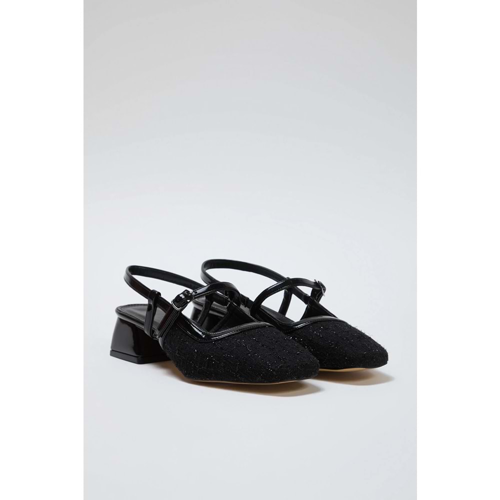 Trendyolmilla Shoes Siyah Tüvit Kare Burun Mary Jane Kadın 3 cm Blok Topuklu Ayakkabı TAKSS25TO00023