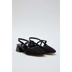 Trendyolmilla Shoes Siyah Tüvit Kare Burun Mary Jane Kadın 3 cm Blok Topuklu Ayakkabı TAKSS25TO00023