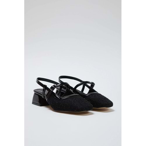 Trendyolmilla Shoes Siyah Tüvit Kare Burun Mary Jane Kadın 3 cm Blok Topuklu Ayakkabı TAKSS25TO00023