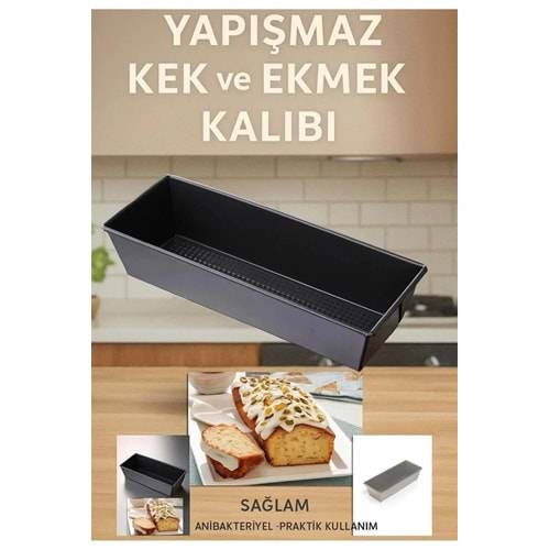 Kırmızı Beyaz Home Yapışmaz Baton Kek ve Ekmek Kalıbı – 25 cm Metal Fırın Kalıbı