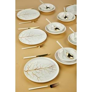 Erbaşlar Golden Tree Lüx Seramik 18 Parça 6 Kişilik Yemek Takımı, Yemek Seti