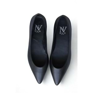 NE&VE SHOES Siyah Hakiki Deri Sivri Burun Şık Ve Rahat Günlük Babet