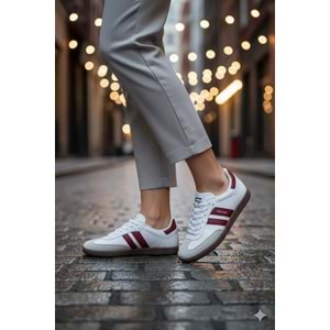 Slazenger INDIA I Kadın Erkek Unisex Sneaker Günlük Spor Ayakkabı Beyaz / Bordo