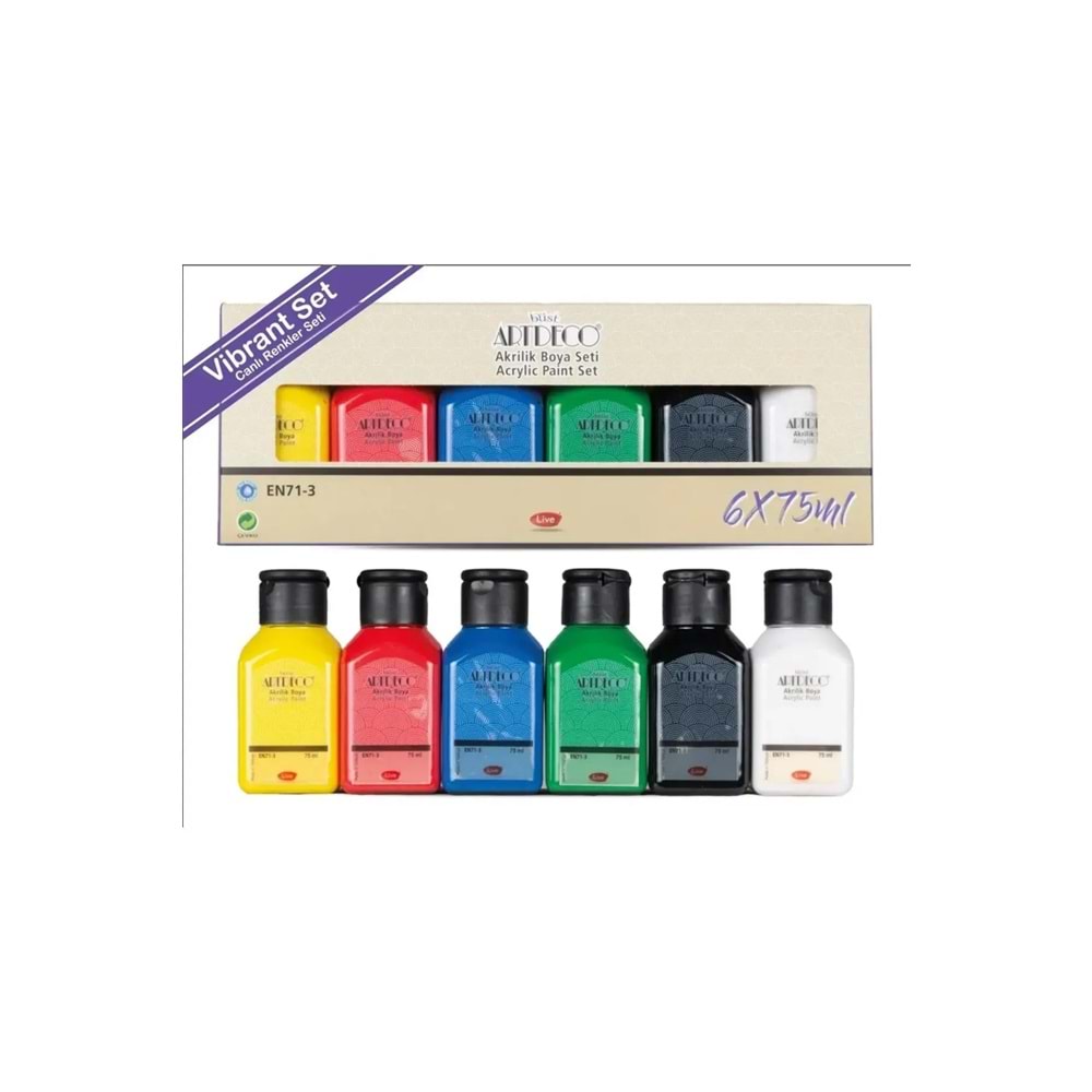 Artdeco Akrilik Boya Set Canlı Renkler 6 x 75ml