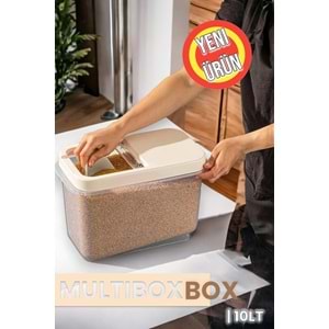 Şahane Pazar 10 Litre Multibox Saklama Kabı Kutusu Kayar Kapak - Bej Fma00766