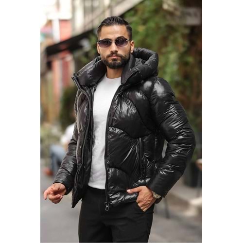 inpool Erkek, kapüşonlu, su ve soğuğa dayanıklı, parlak şişme mont 2498