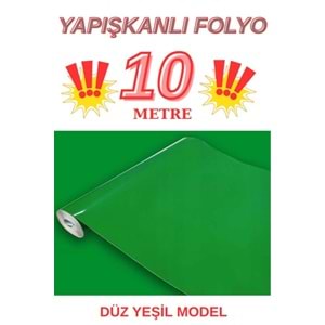 67cm x 10 Metre 1 Adet Yapışkanlı Rulo Düz Yeşil Renk Model Mutfak Duvar Kaplama Folyosu Kağıdı