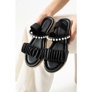 star shoes İnci Taşlı Büzgülü Kadın Sandalet