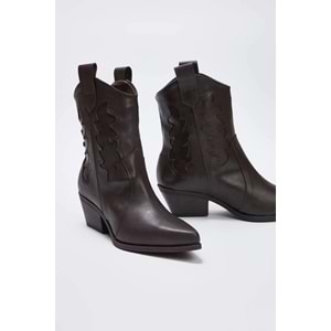 Trendyolmilla Shoes Koyu Kahverengi Kovboy Bot
