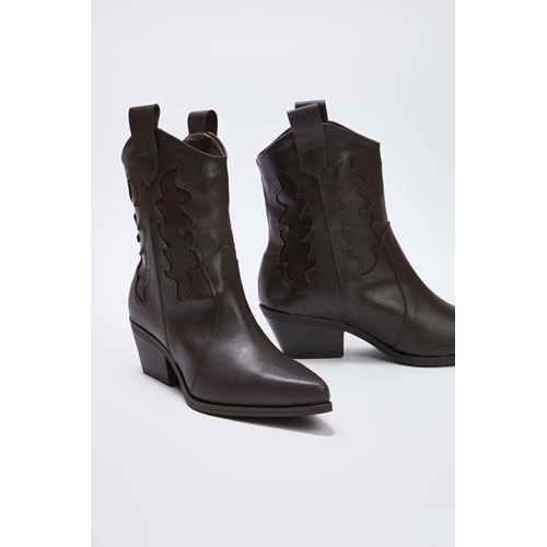 Trendyolmilla Shoes Koyu Kahverengi Kovboy Bot