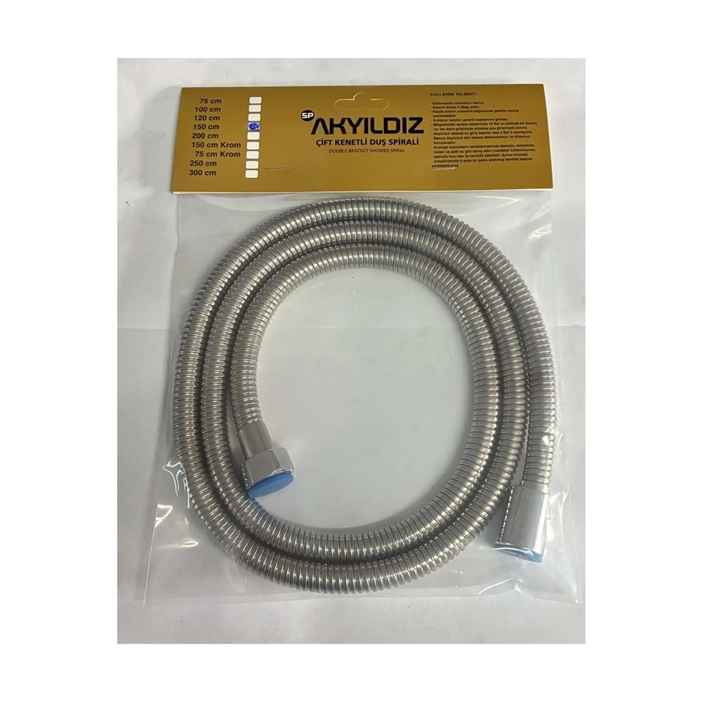 PASLANMAZ DUŞ HORTUMU SPİRAL HORTUM ( 150 CM )