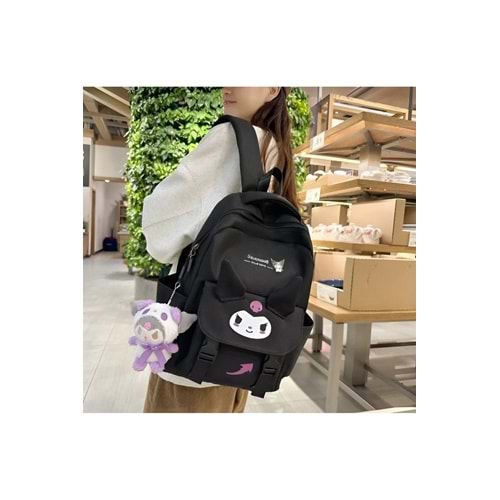 Kuromi Baskılı Peluş Ayıcıklı Okul Çantası