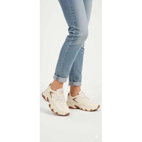 fashıon sport KADIN BEJ KAHVE ORTOPEDIK SNEAKER AYAKKABI