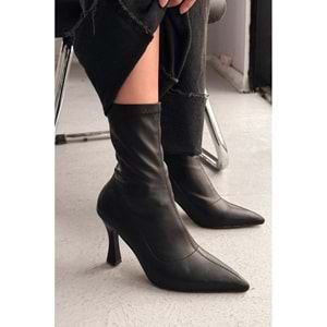 I Love Shoes Jedaws Mat Deri İnce Topuklu Çorap Bot Siyah