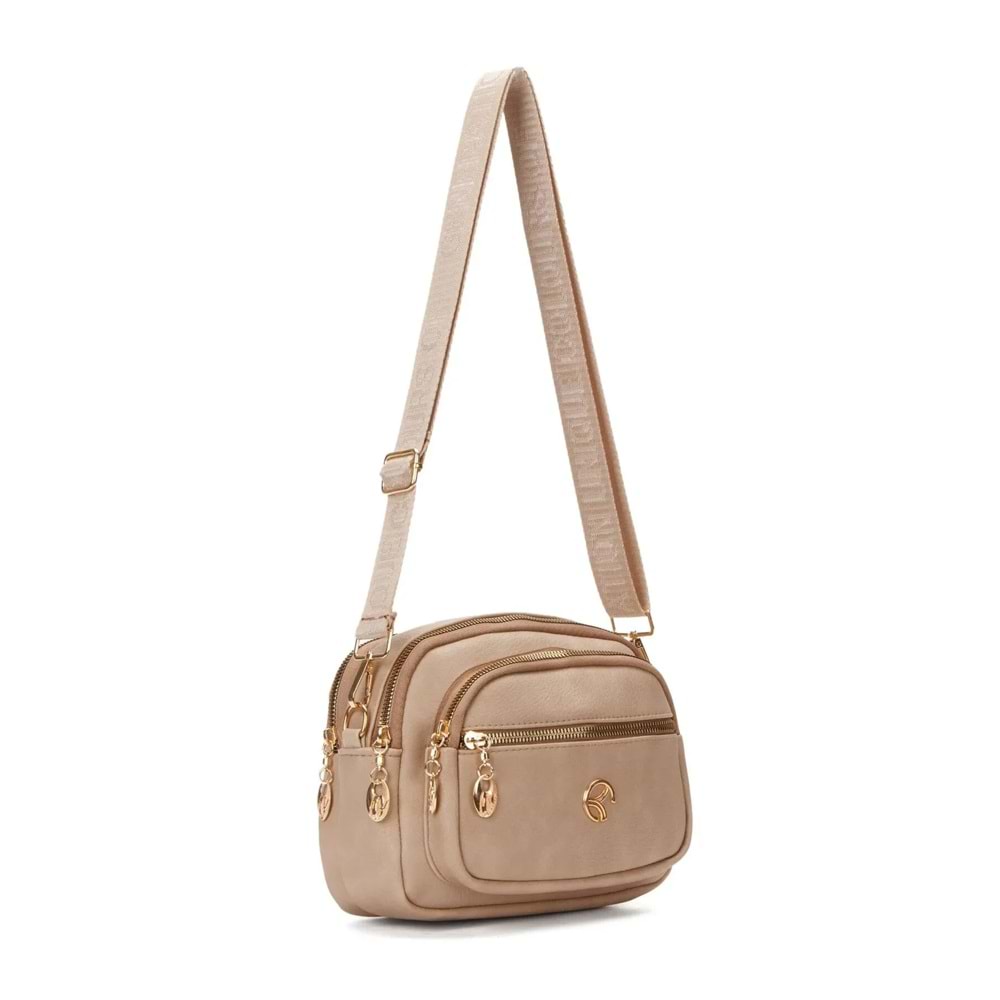 GOLDBAGS Kadın Çapraz Askılı Günlük Vizon Omuz Çantası