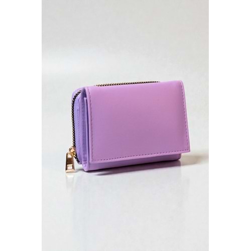Lila Kadın Mini Fermuarlı Cüzdan