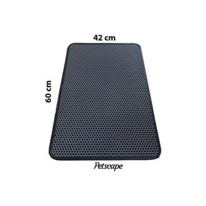 Petscape Elekli Kedi Tuvaleti Önü Paspası – Kedi Kumu Toplayıcı – Çift Katmanlı Sert Plastik 60x42cm - Gri