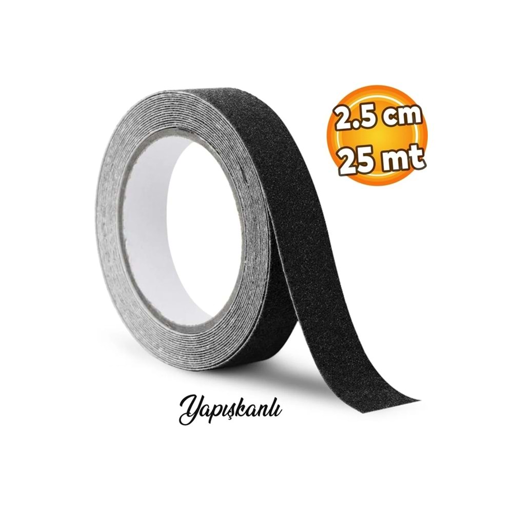 İNTERFORM Kaydırmazdık Banttı Yapışkanlı 2,5 Cm x 25 Mt. Siyah