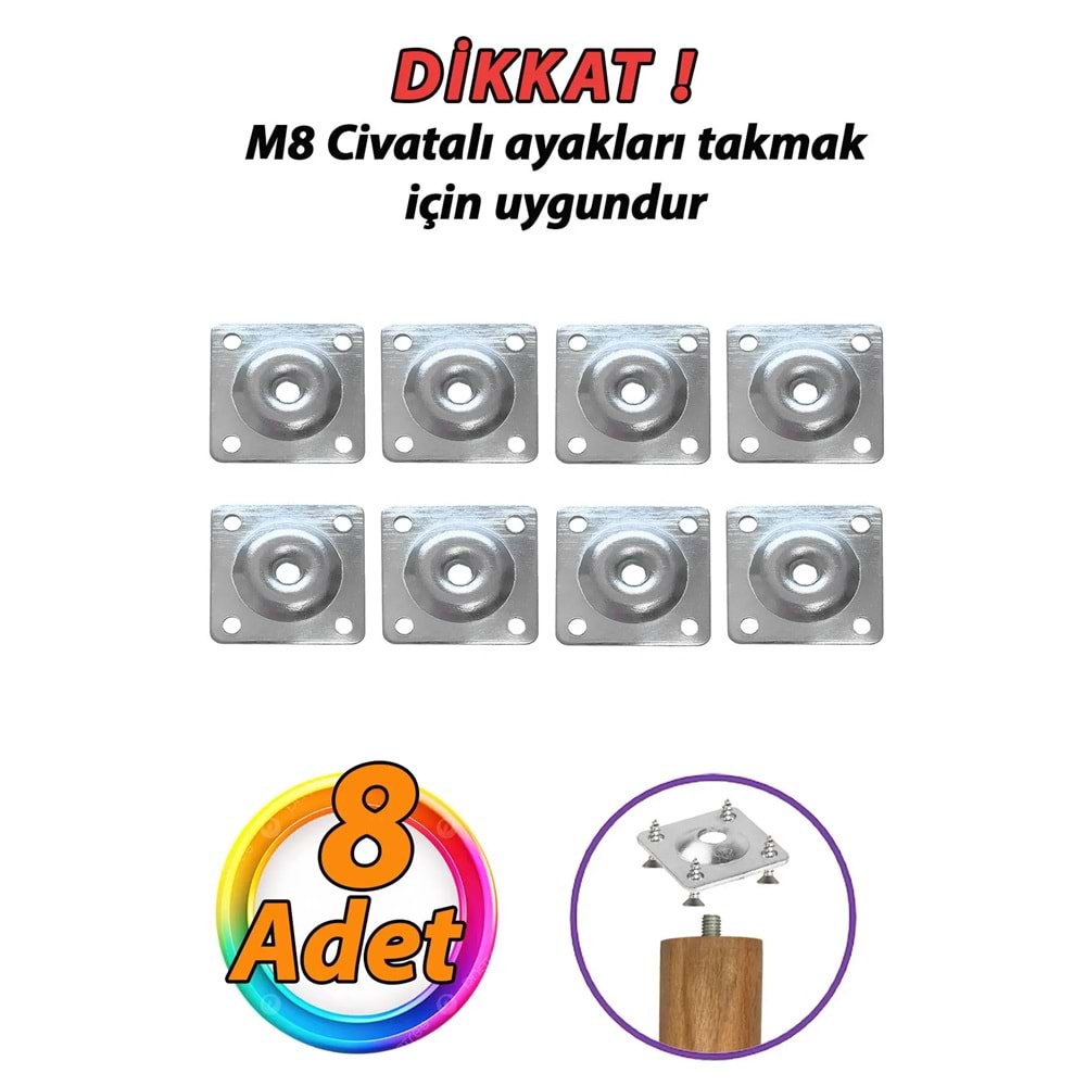 Metal Bağlantı Aparatı Düz Ayak Tabanı M8 Civatalı (8 Adet) BeHenüz Yorum Yazılmamış.