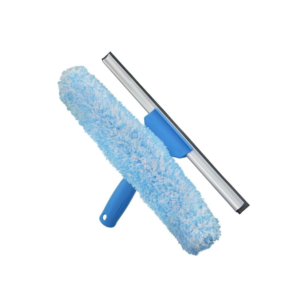 Mikrofiber pencere kombinasyonu: 2'si 1 arada profesyonel rakle ve pencere fırçası