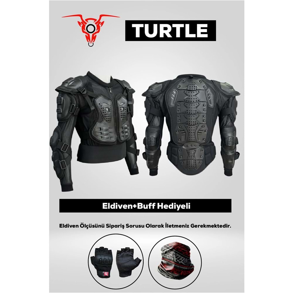 MOTOKIT CRAYZBULL TURTLE Body Armor – Tam Vücut Korumalı Motosiklet Body Armour + Eldiven ve Buff Hediyeli