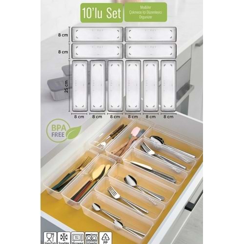 Modüler Kaşıklık Seti - Mutfak Düzenleyici Çekmece İçi Organizer 6 li set