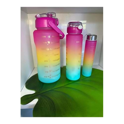 Su Matarası 3lü Set 2 lt+900 ml+600 ml Tritan Şişe