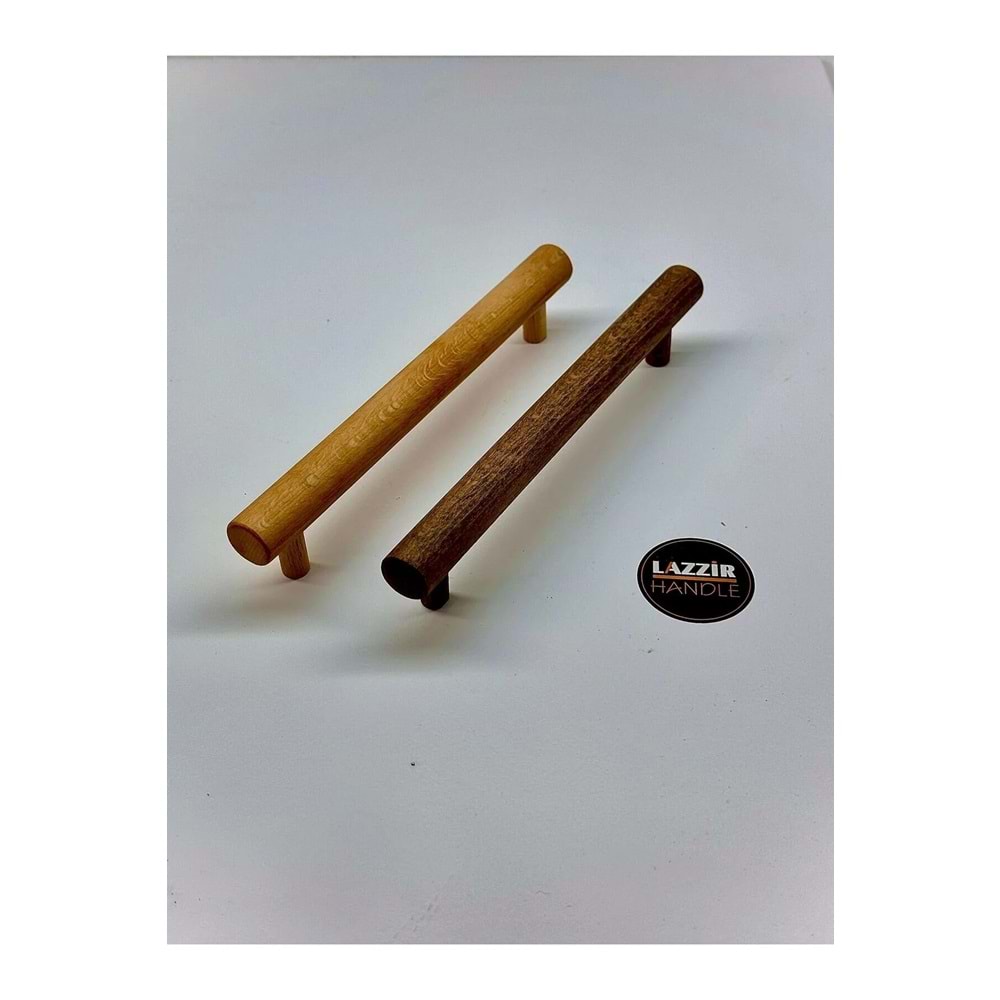 Ahşap Kulp Yuvarlak Ince Ekstra Kulp (192 MM)-dolap Kulpu Çekmce Kulpu 192 Mm(DOĞAL VERNİK)
