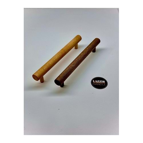 Ahşap Kulp Yuvarlak Ince Ekstra Kulp (192 MM)-dolap Kulpu Çekmce Kulpu 192 Mm(DOĞAL VERNİK)