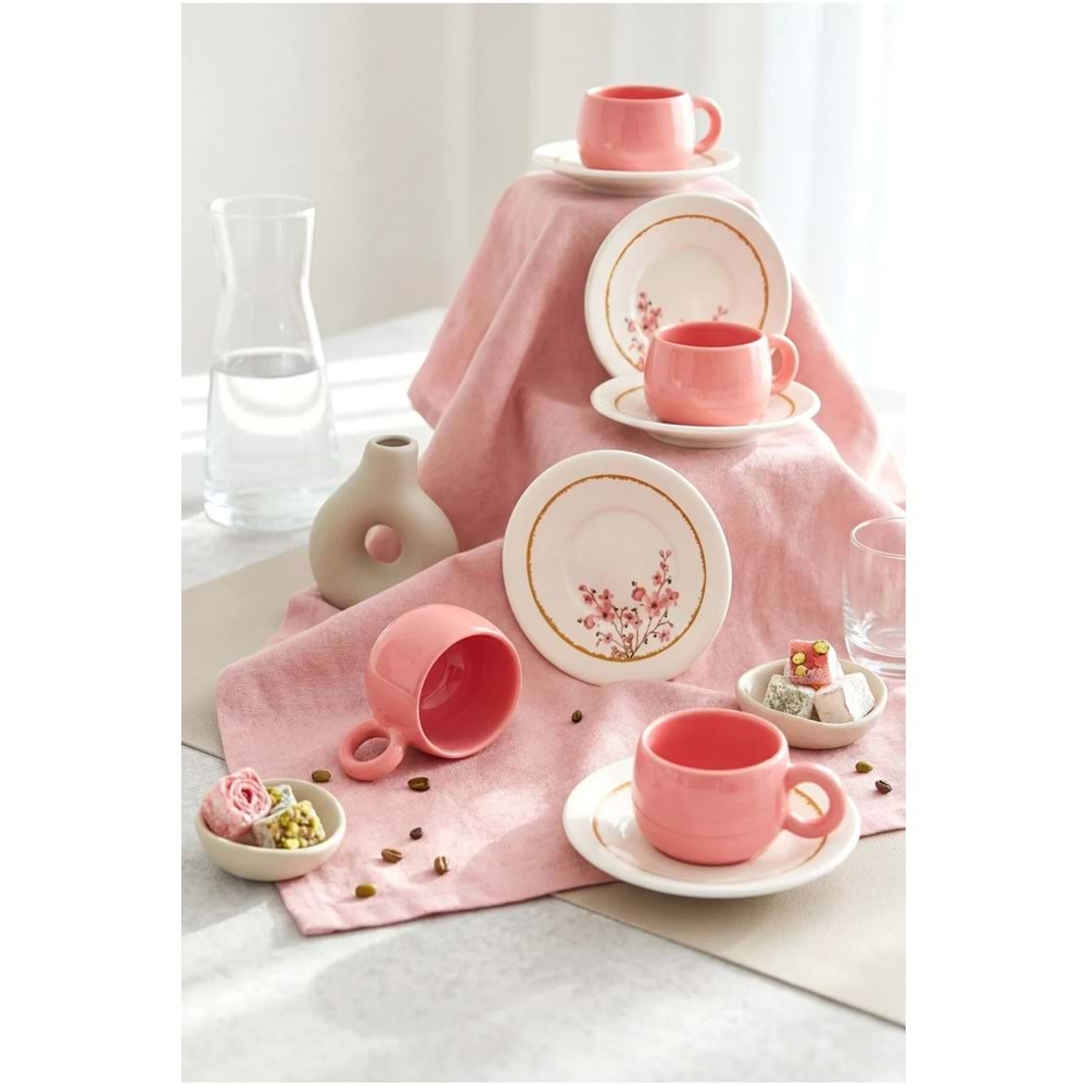 Pembe Tombul Sakura 2 kişilik fincan takımı