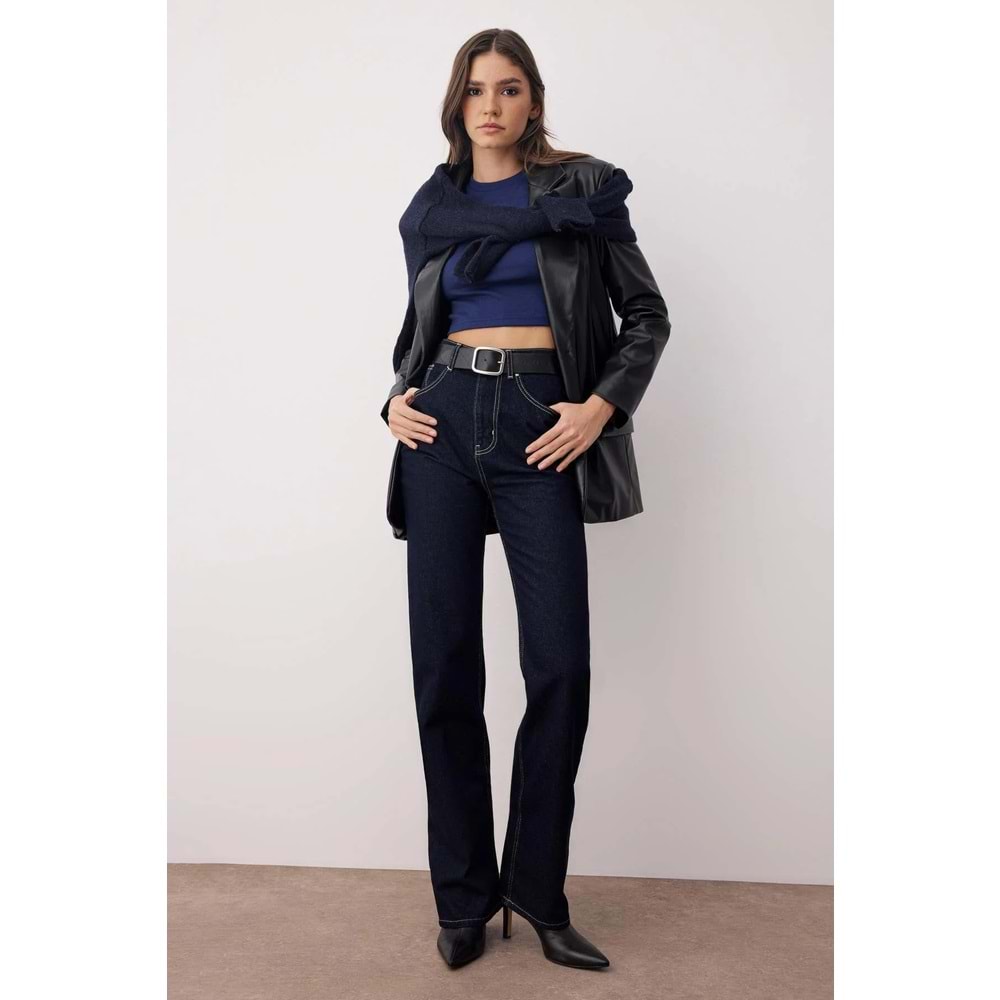 Koyu Mavi Yüksek Bel jeans