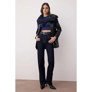 Koyu Mavi Yüksek Bel jeans