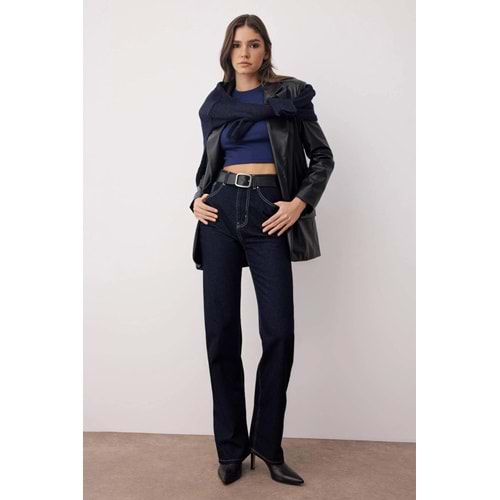 Koyu Mavi Yüksek Bel jeans