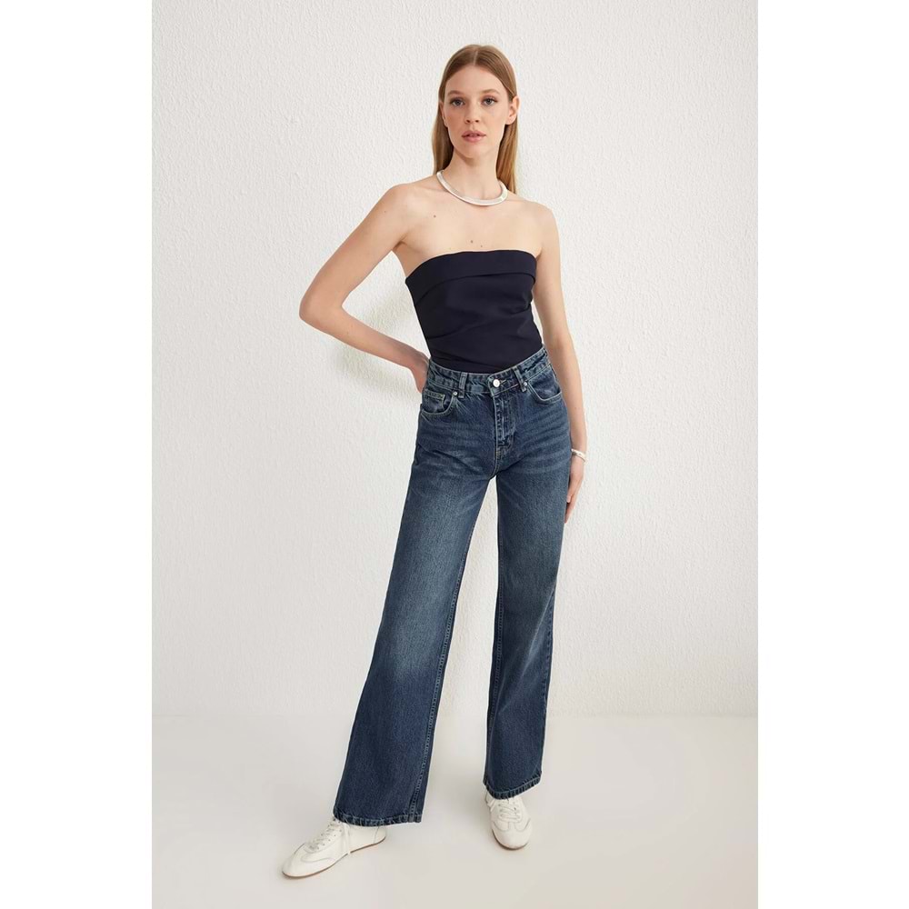 Trendyolmilla Koyu Mavi Premium Yüksek Bel Jeans