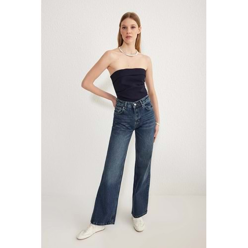 Trendyolmilla Koyu Mavi Premium Yüksek Bel Jeans