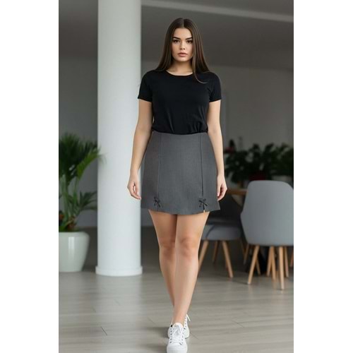 Trendyolmilla Curve Gri Fiyonklu Dokuma Şort