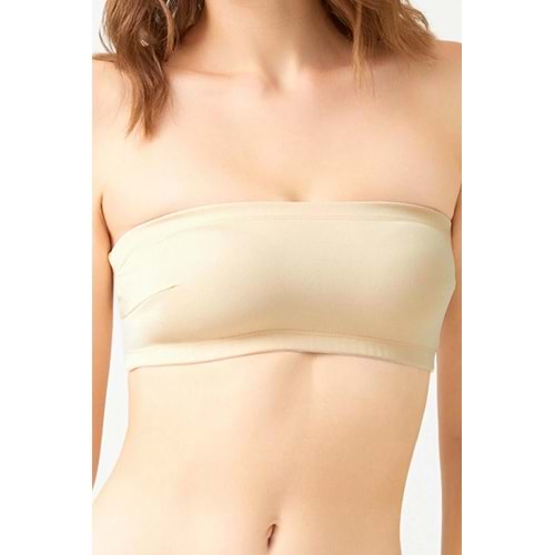 Bej Straplez Crop Top Büstiyer