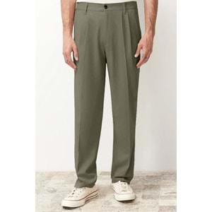 Trendyolmilla Man Haki Pileli Klasik Baggy Fit Kumaş Pantolon TMNSS24PL00024