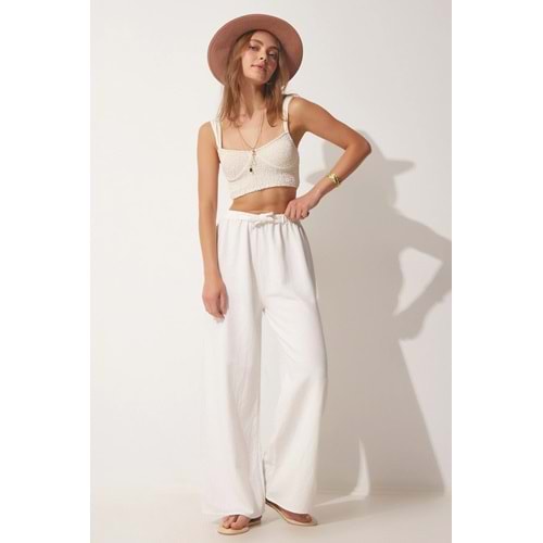 Happiness İstanbul Kadın Bol Keten Pantolon BH00403