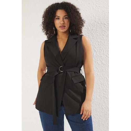 Trendyolmilla Curve Siyah Regular Dokuma Yelek