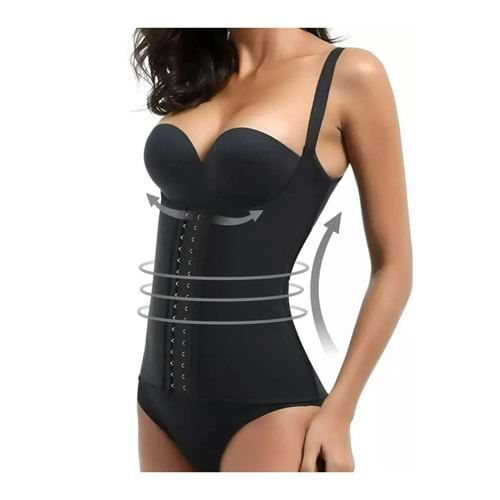 MİSTİRİK Trigoso Model 4 Aşamalı Sıkılaştırıcı Kum Saati Görünümü Veren Askılı Latex Korse Siyah Renk