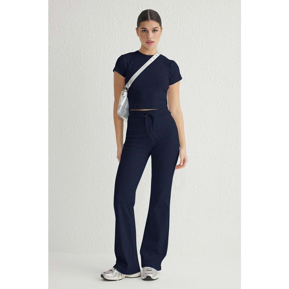 Trendyolmilla Lacivert Fitted/Vücuda Oturan Esnek Örme Alt-Üst Takım TWOSS25AU00053