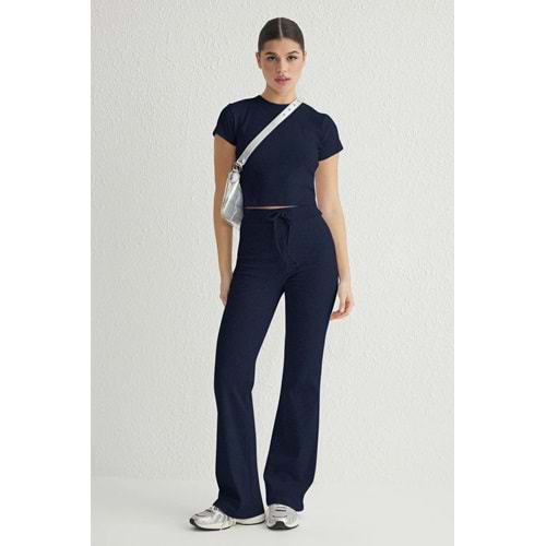 Trendyolmilla Lacivert Fitted/Vücuda Oturan Esnek Örme Alt-Üst Takım TWOSS25AU00053