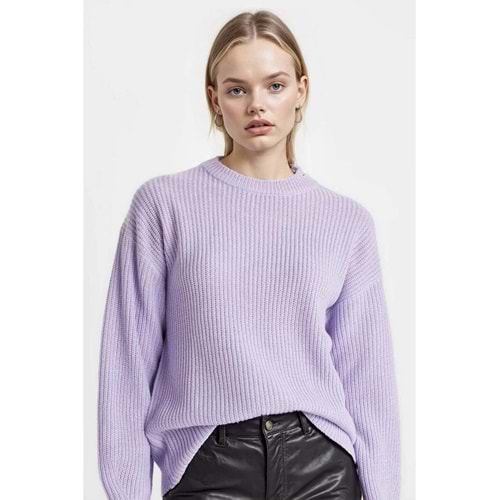 Regular Fit Bisiklet Yaka Selanik Kumaş Basic Düz Triko Kazak H6905AZ24WN